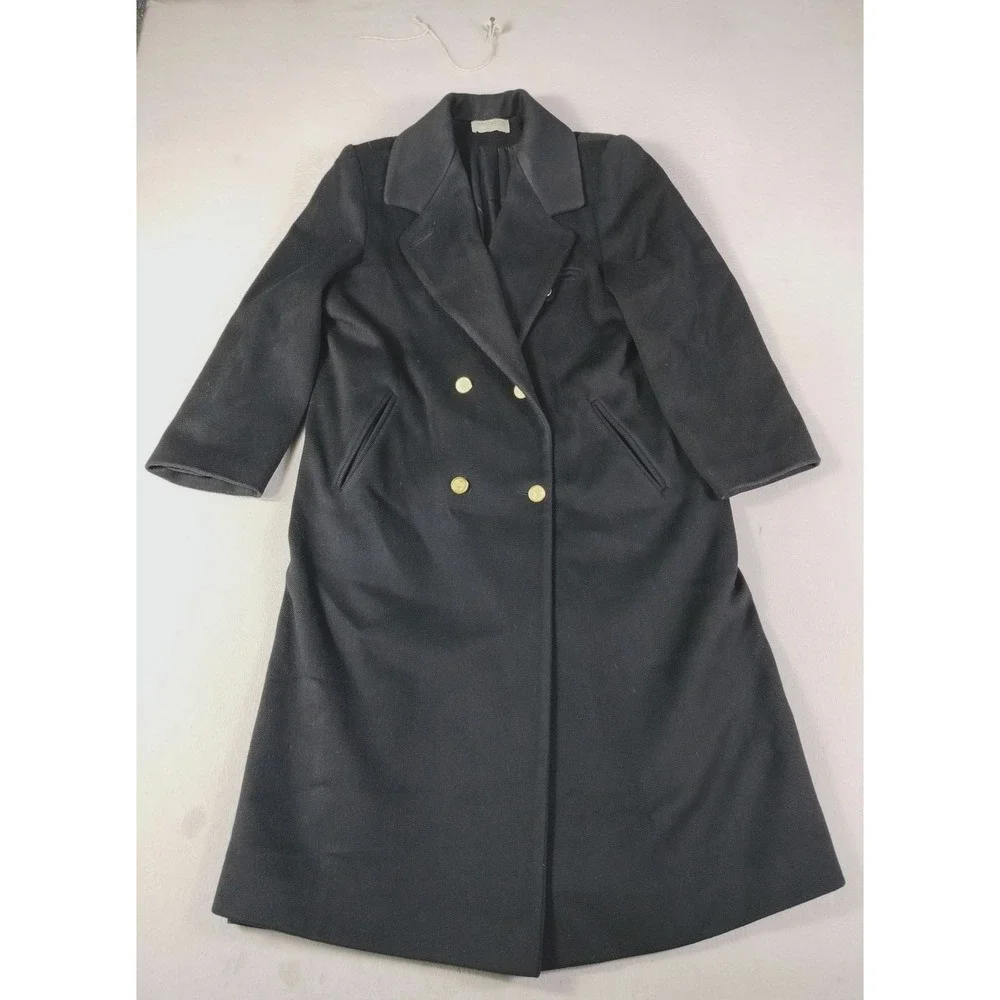Vintage Forecaster Of Boston Coat Womens Large 11/12 Black Wool Long Overcoat